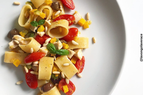 Calamarata con pesce spada e pinoli Manuzzi